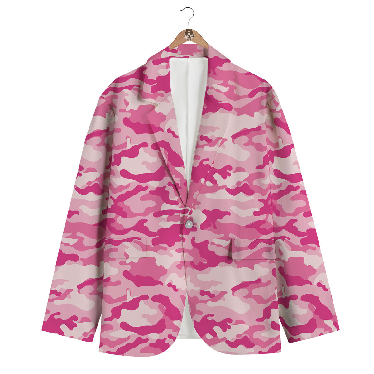 Camouflage Pink Print Pattern Men's Blazer-grizzshop