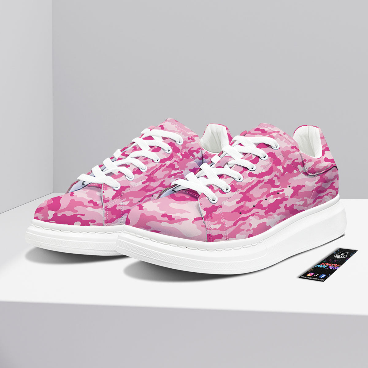 Camouflage Pink Print Pattern Platform Shoes-grizzshop