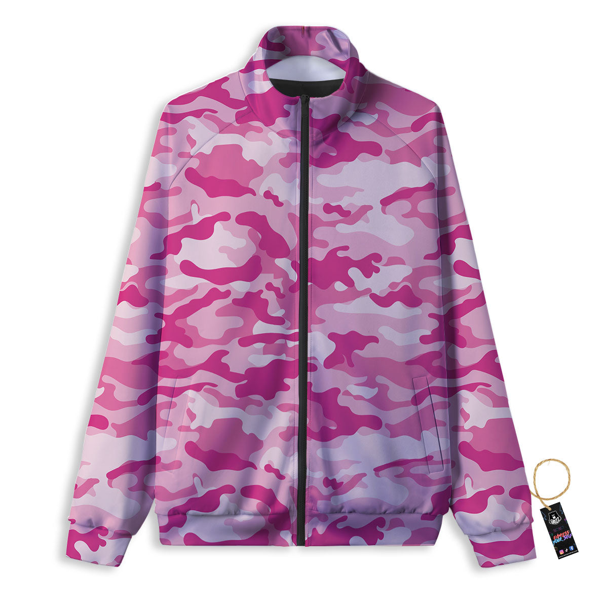 Camouflage Pink Print Pattern Track Jacket-grizzshop