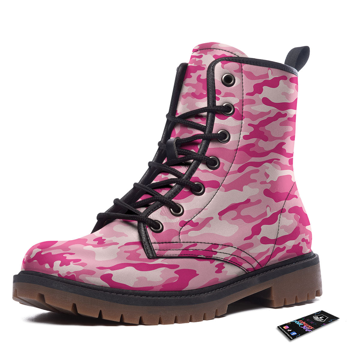 Camouflage Pink Print Pattern Work Boots-grizzshop