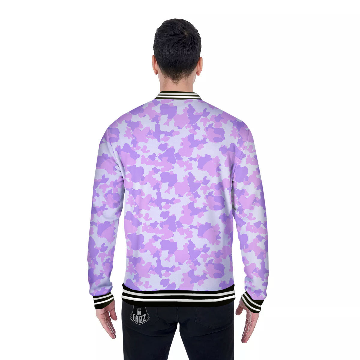 Camouflage Purple Pastel Print Baseball Jacket-grizzshop