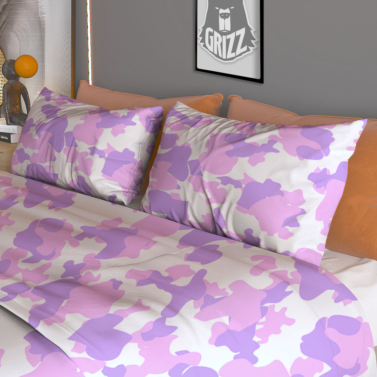 Camouflage Purple Pastel Print Duvet Cover Bedding Set