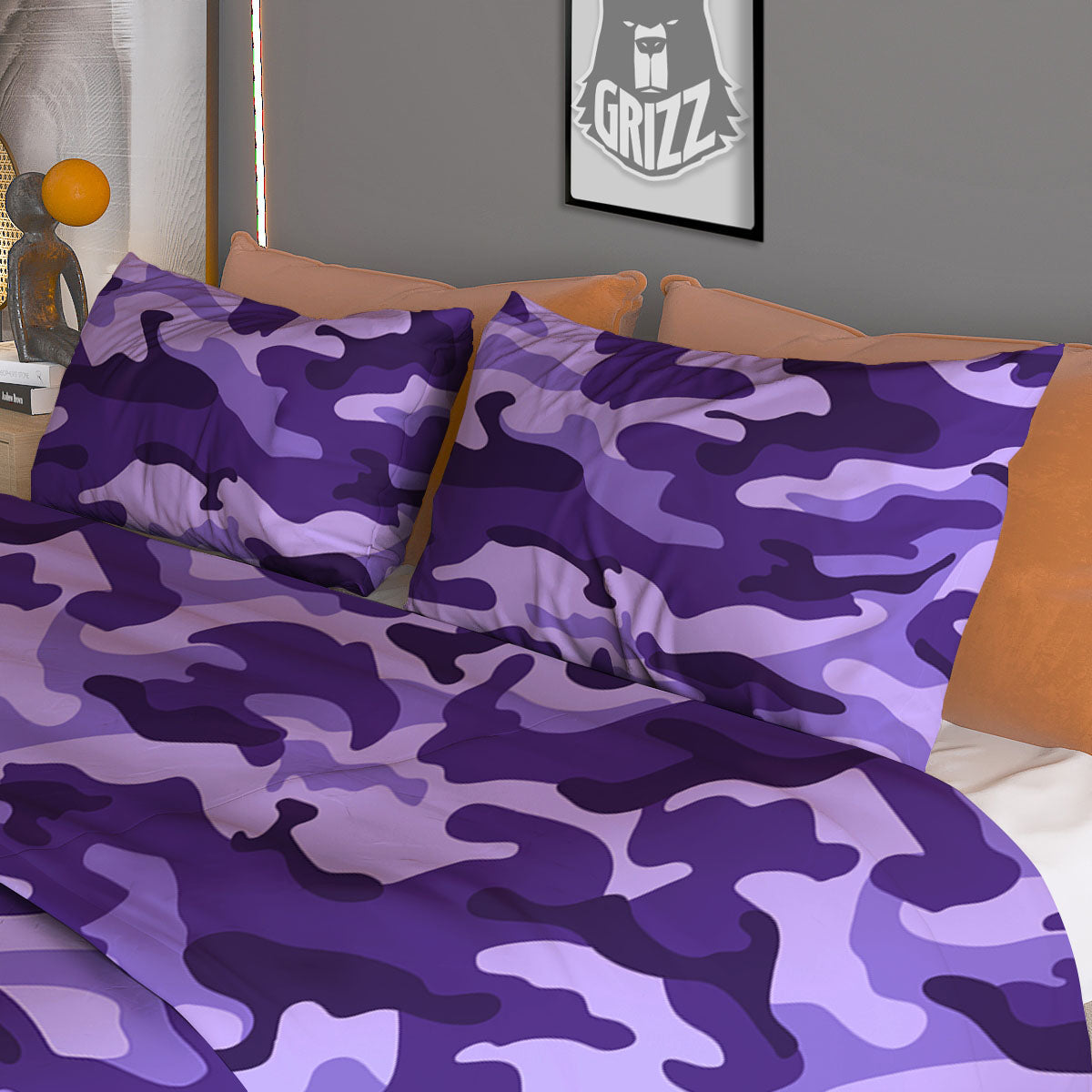 Brown Yellow And Black Camouflage Print Pattern Duvet Cover Bedding Set