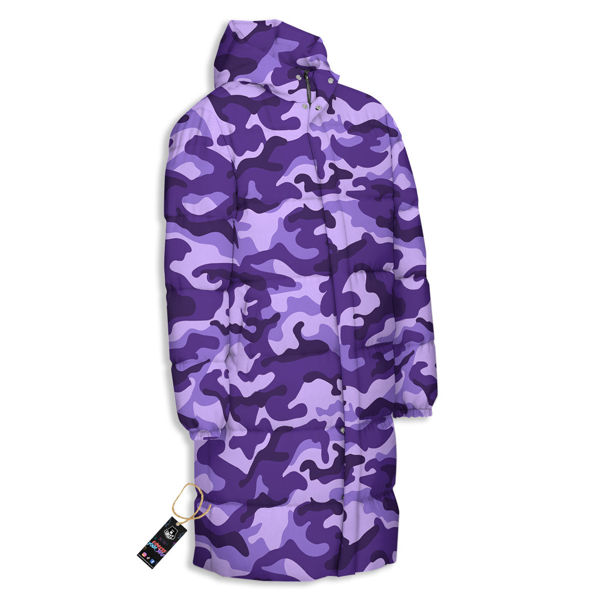 Camouflage Purple Print Pattern Long Down Jacket-grizzshop