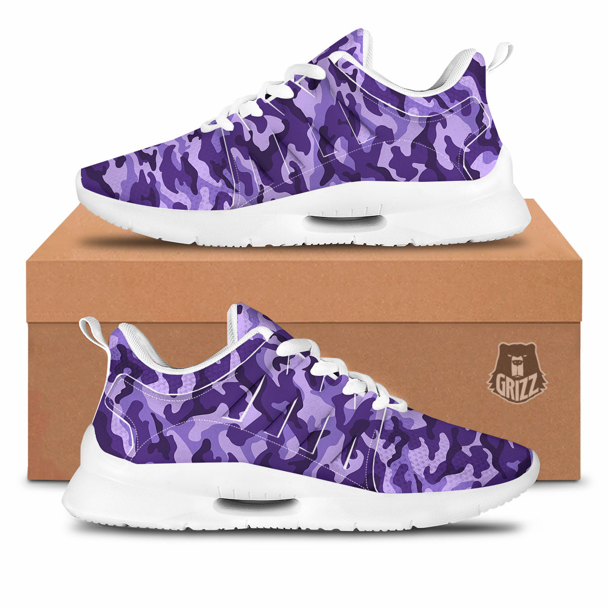 Camouflage Purple Print Pattern Tennis Shoes-grizzshop