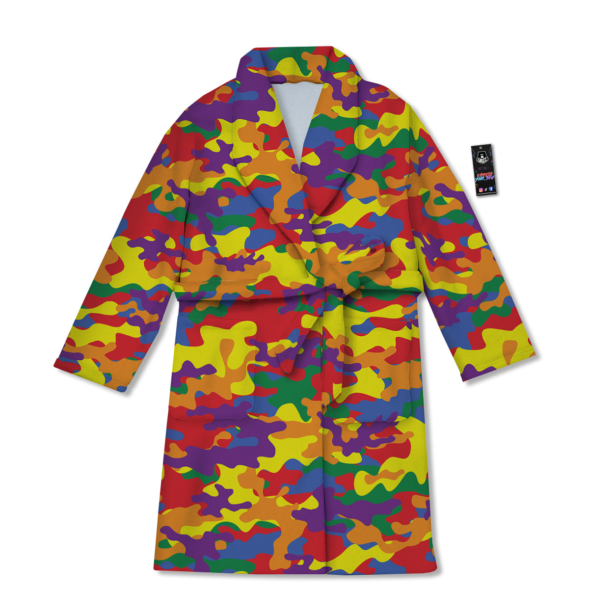 Camouflage Rainbow Print Bathrobe-grizzshop