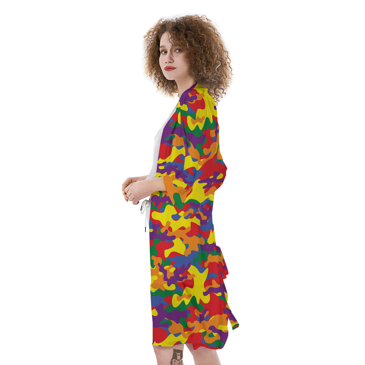 Camouflage Rainbow Print Kimono-grizzshop