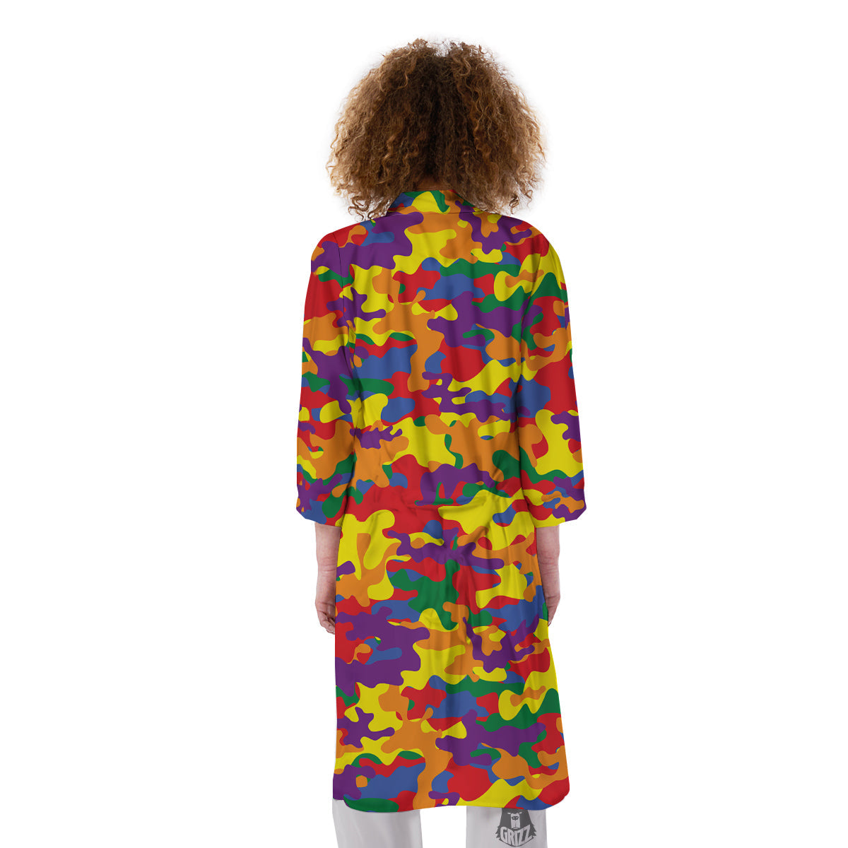 Camouflage Rainbow Print Kimono-grizzshop