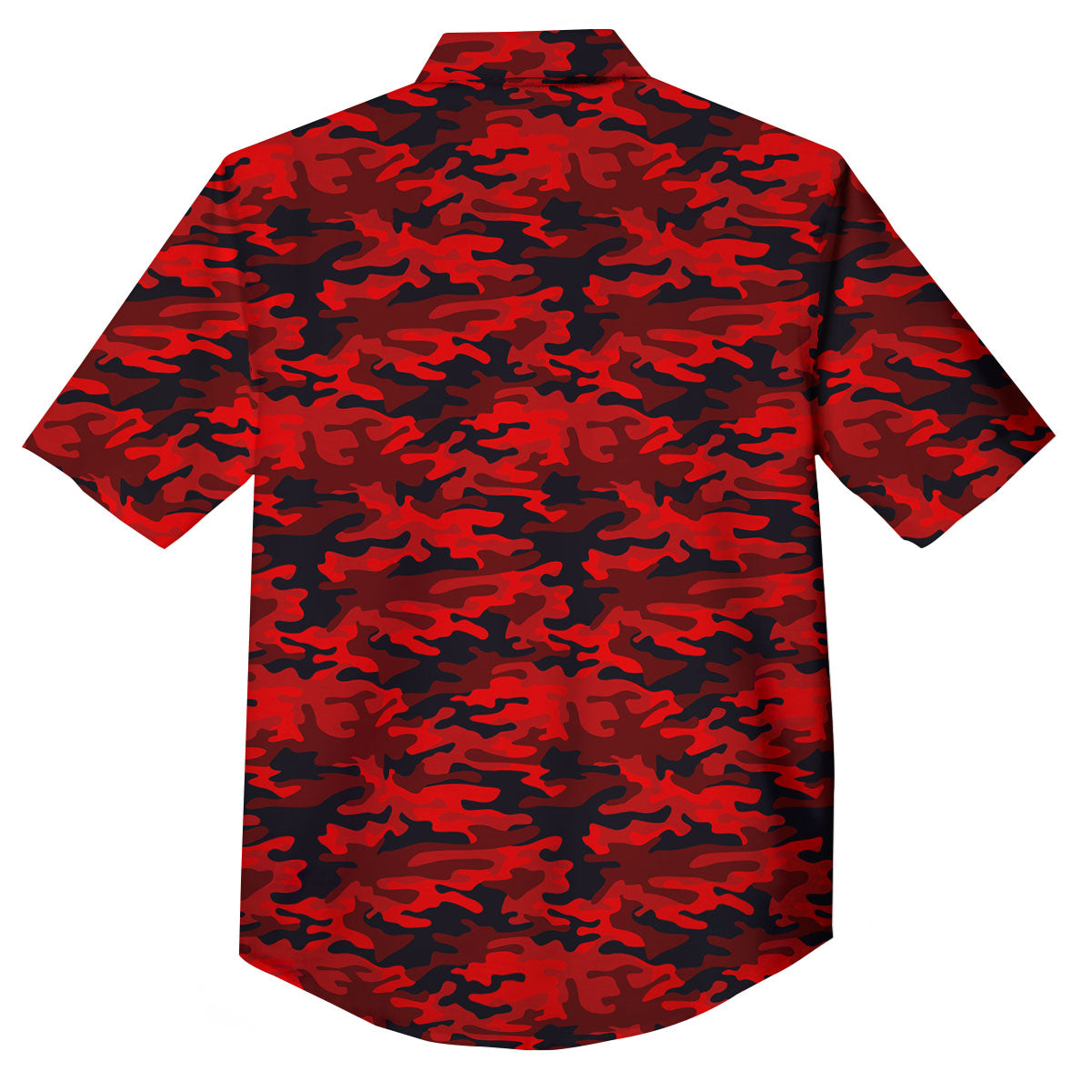 Camouflage Red And Black Print Button Up Shirt-grizzshop