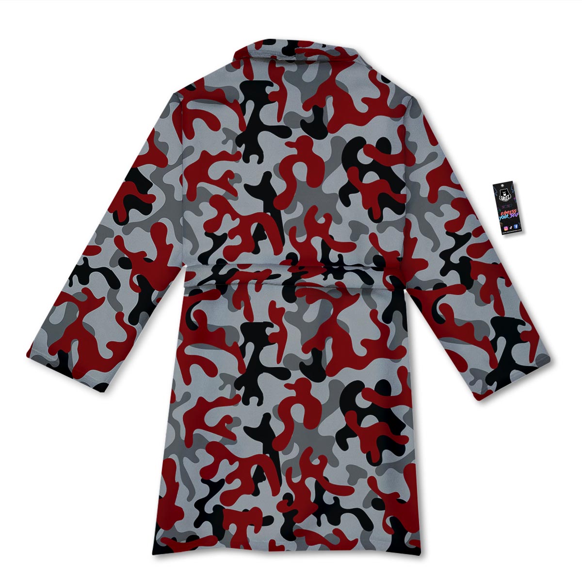 Camouflage Red Grey Print Pattern Bathrobe-grizzshop