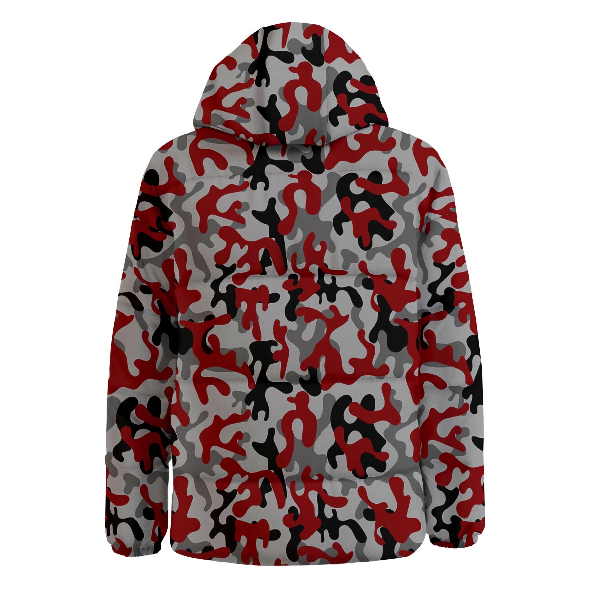 Camouflage Red Grey Print Pattern Down Jacket-grizzshop