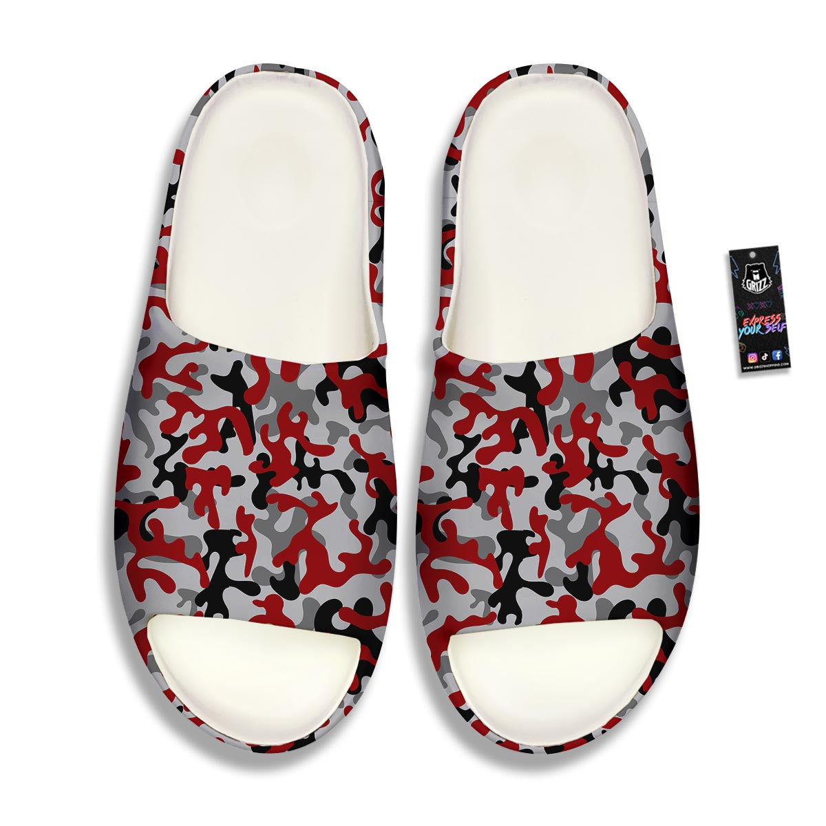 Camouflage Red Grey Print Pattern Sandals-grizzshop