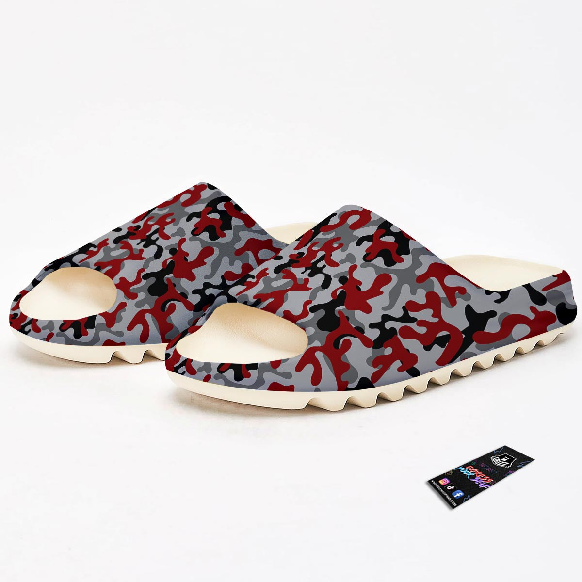 Camouflage Red Grey Print Pattern Sandals-grizzshop