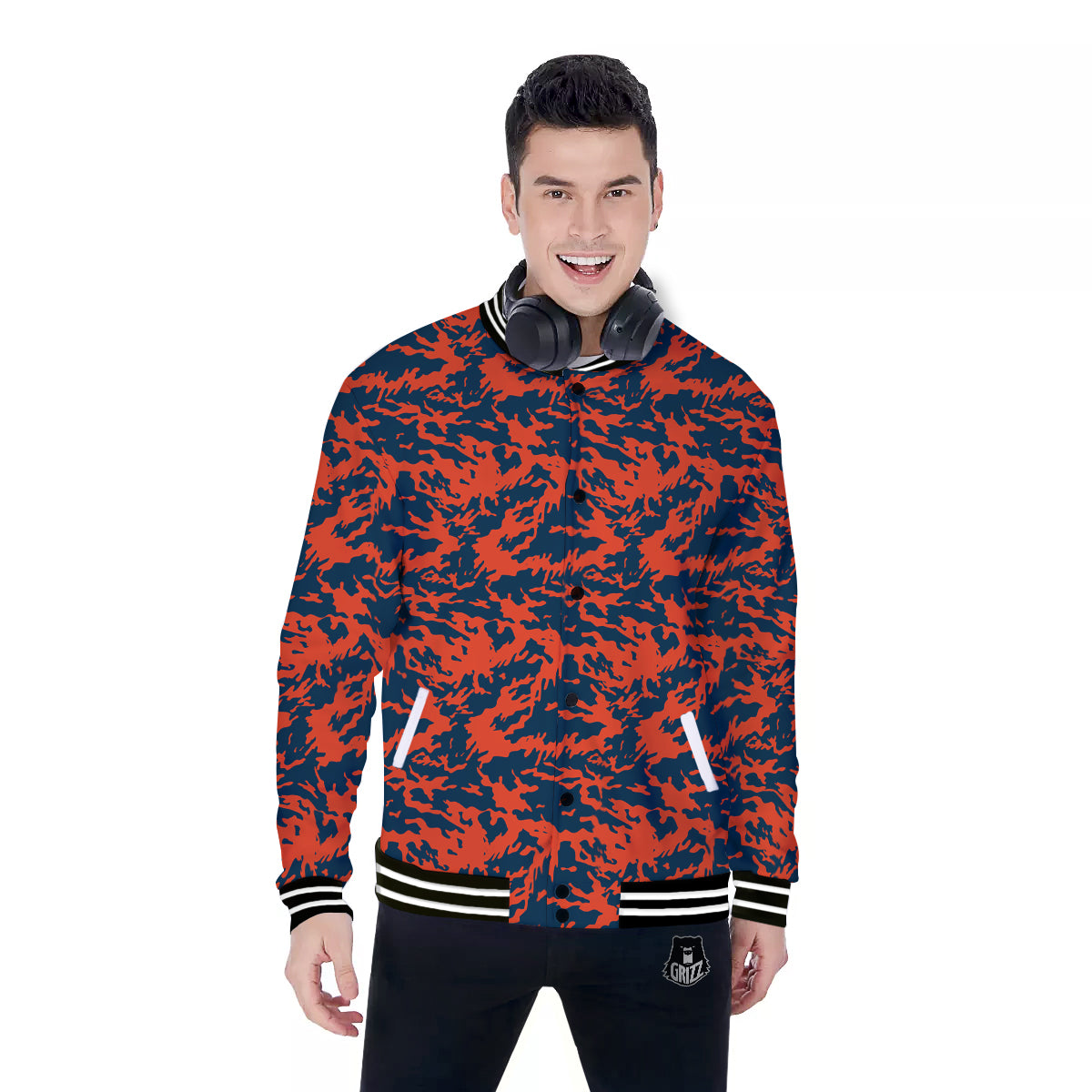 Camouflage Red Spots Print Pattern Baseball Jacket-grizzshop