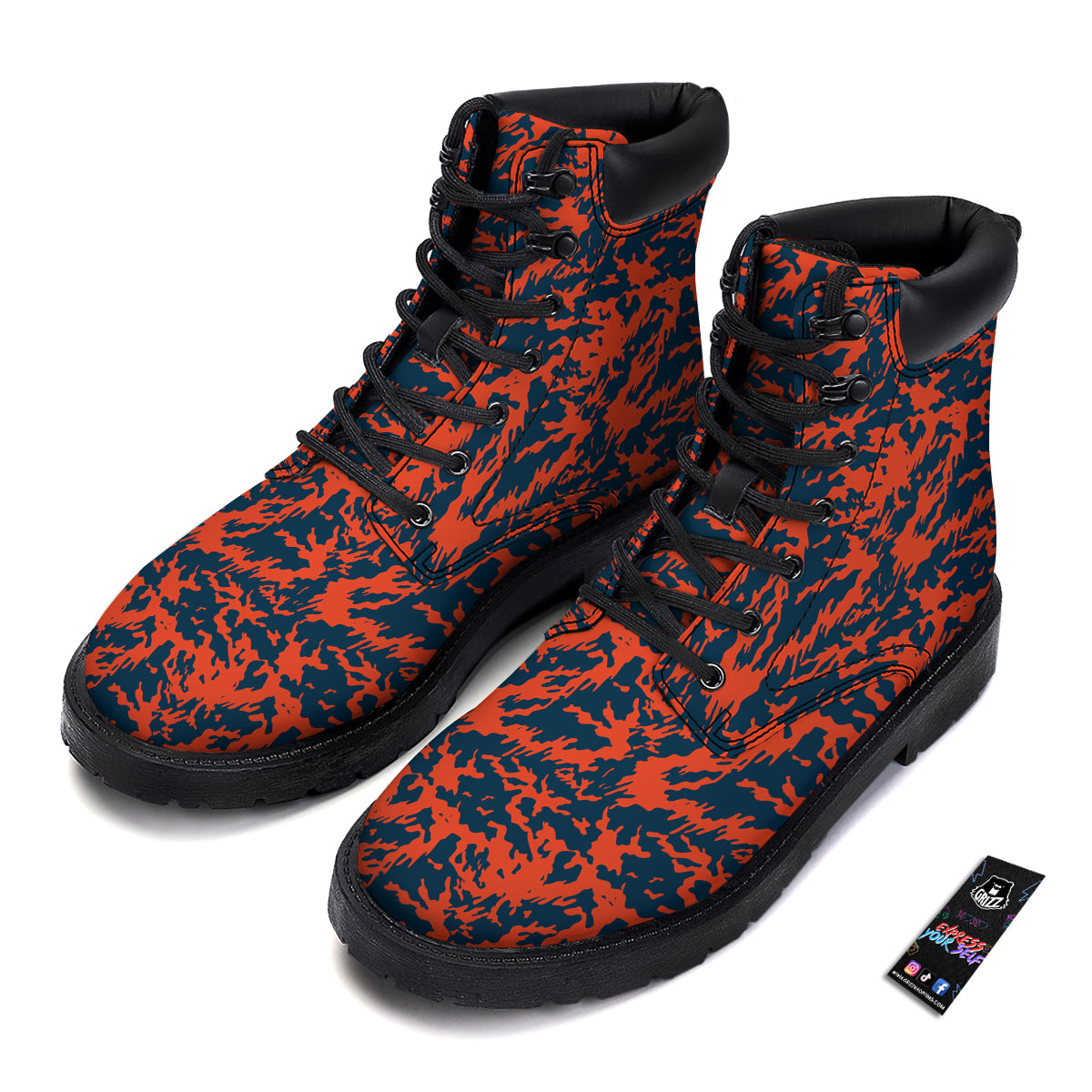 Camouflage Red Spots Print Pattern Boots-grizzshop