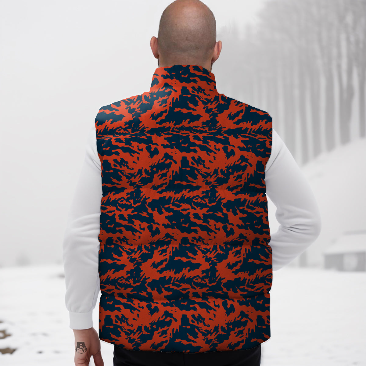 Camouflage Red Spots Print Pattern Down Vest-grizzshop