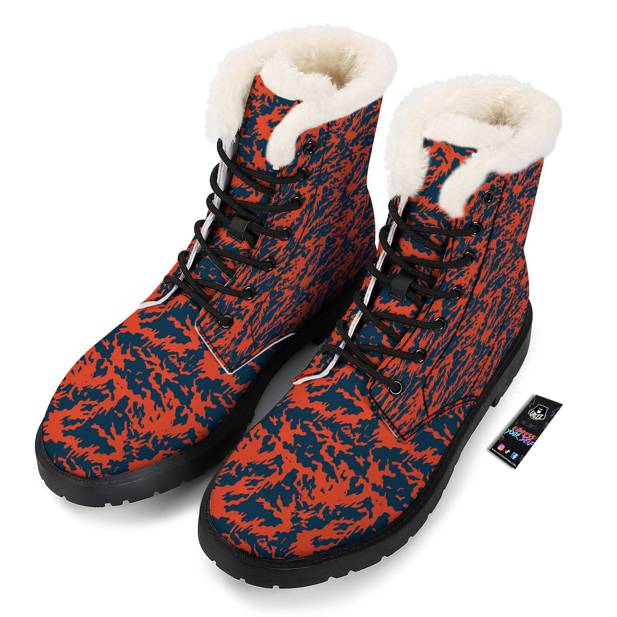 Camouflage Red Spots Print Pattern Winter Boots-grizzshop