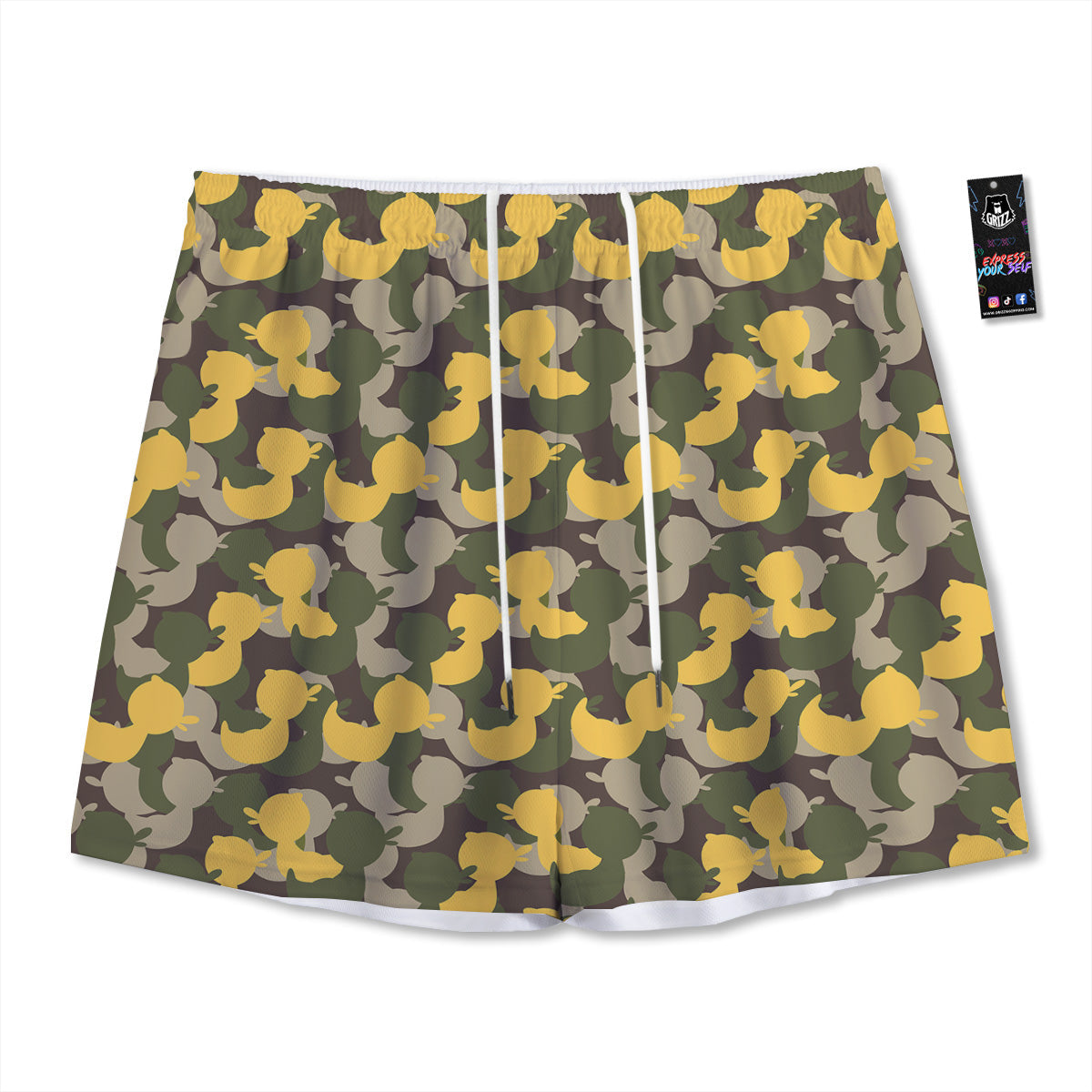 Exotic Leaf Tropical Print Pattern Mesh Shorts