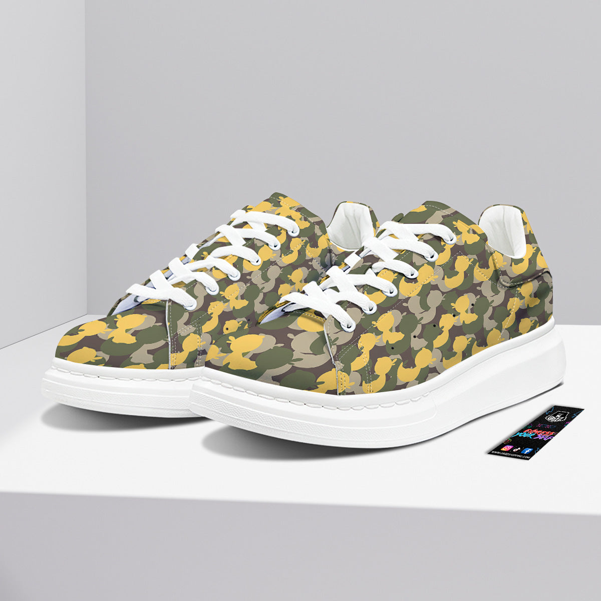 Camouflage Rubber Ducks Print Pattern Platform Shoes-grizzshop