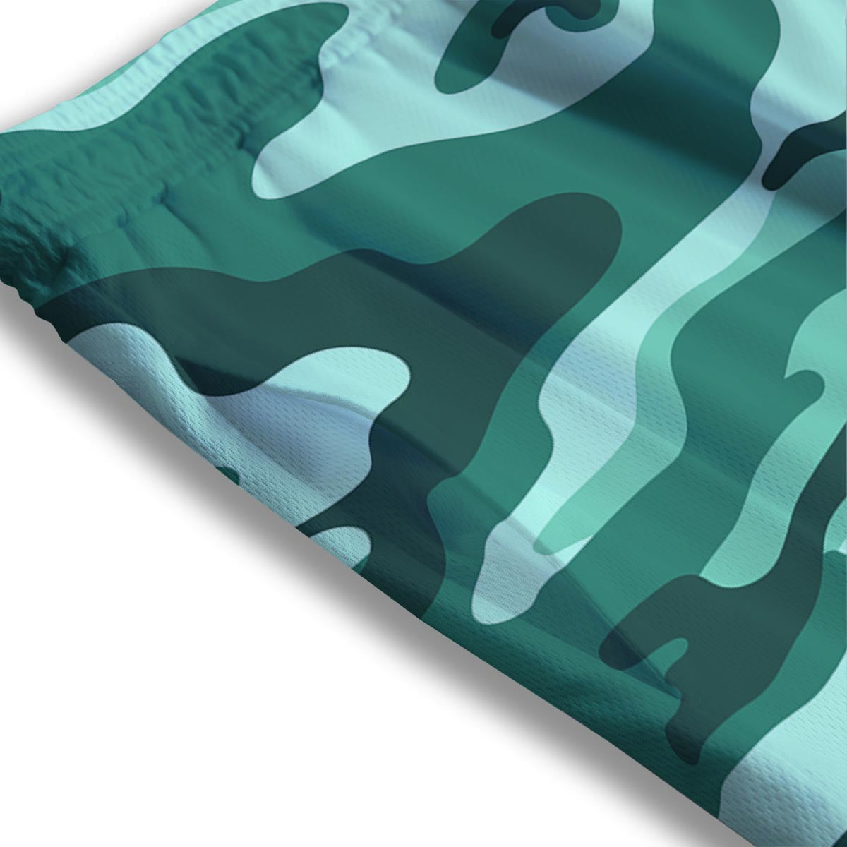 Camouflage Teal Print Mesh Shorts