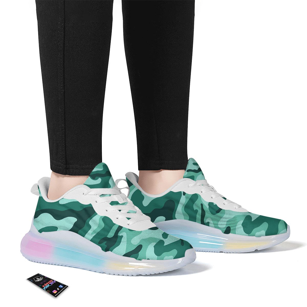Camouflage Teal Print Running Sneakers-grizzshop