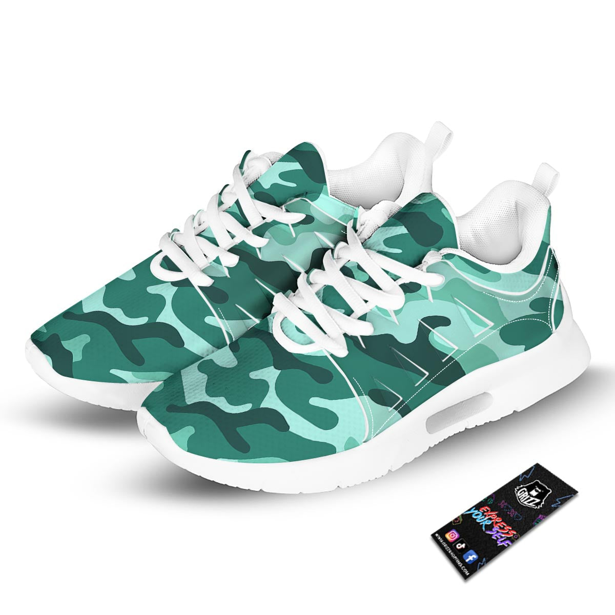 Camouflage Teal Print Tennis Shoes-grizzshop