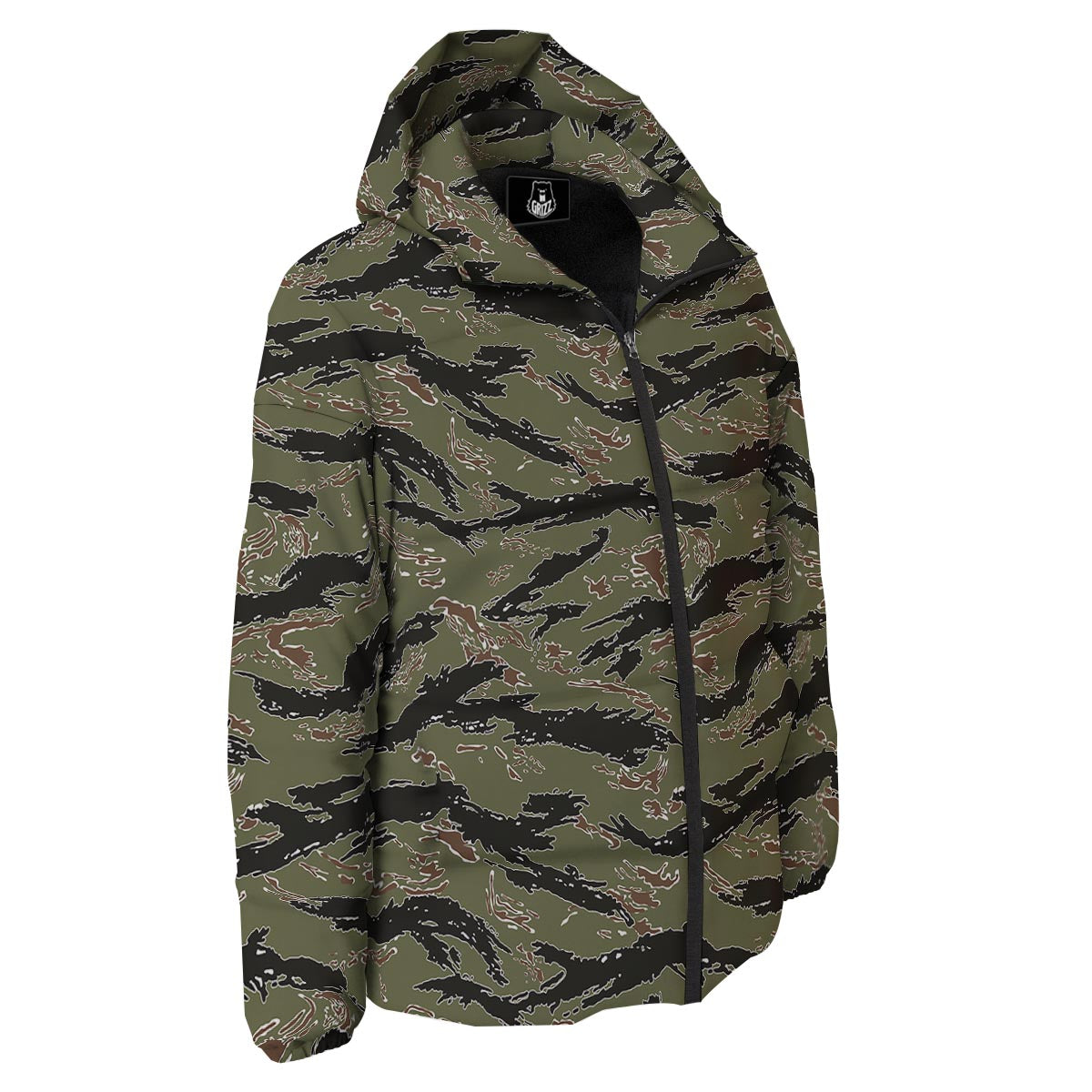 Camouflage Tiger Stripe Print Pattern Down Jacket-grizzshop