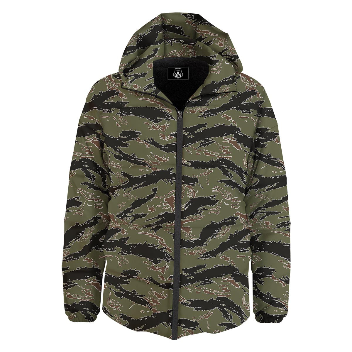 Camouflage Tiger Stripe Print Pattern Down Jacket-grizzshop