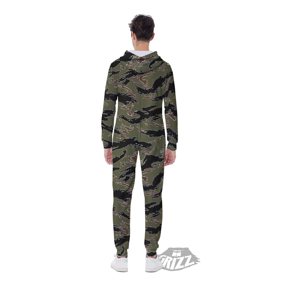 Camouflage Tiger Stripe Print Pattern Men's Jumpsuit-grizzshop