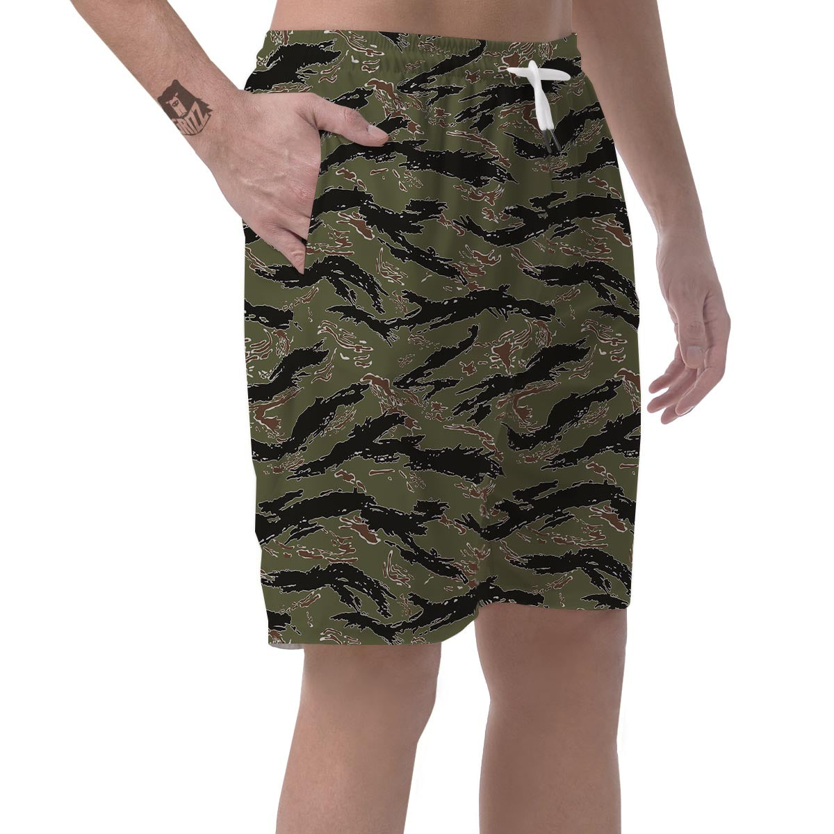 Camouflage Tiger Stripe Print Pattern Men's Shorts-grizzshop