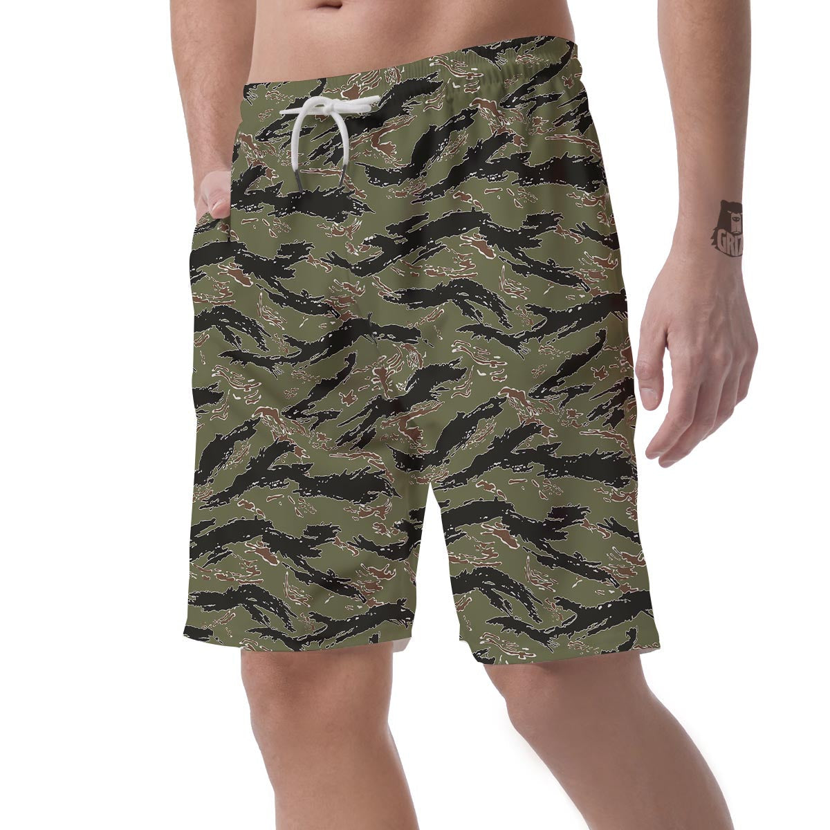 Camouflage Tiger Stripe Print Pattern Men's Shorts-grizzshop