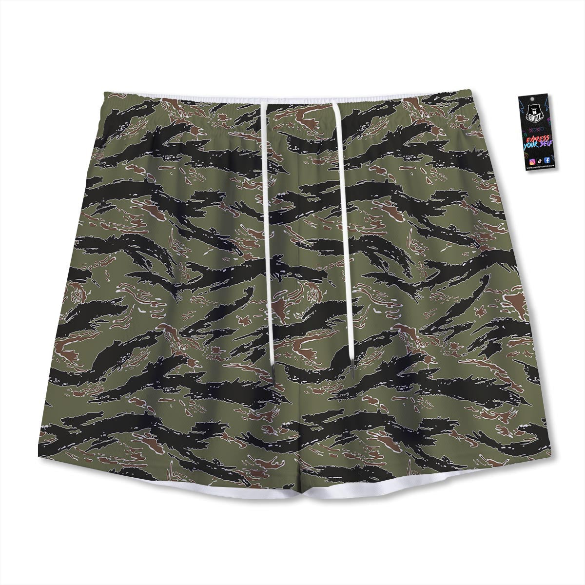Camouflage Tiger Stripe Print Pattern Mesh Shorts
