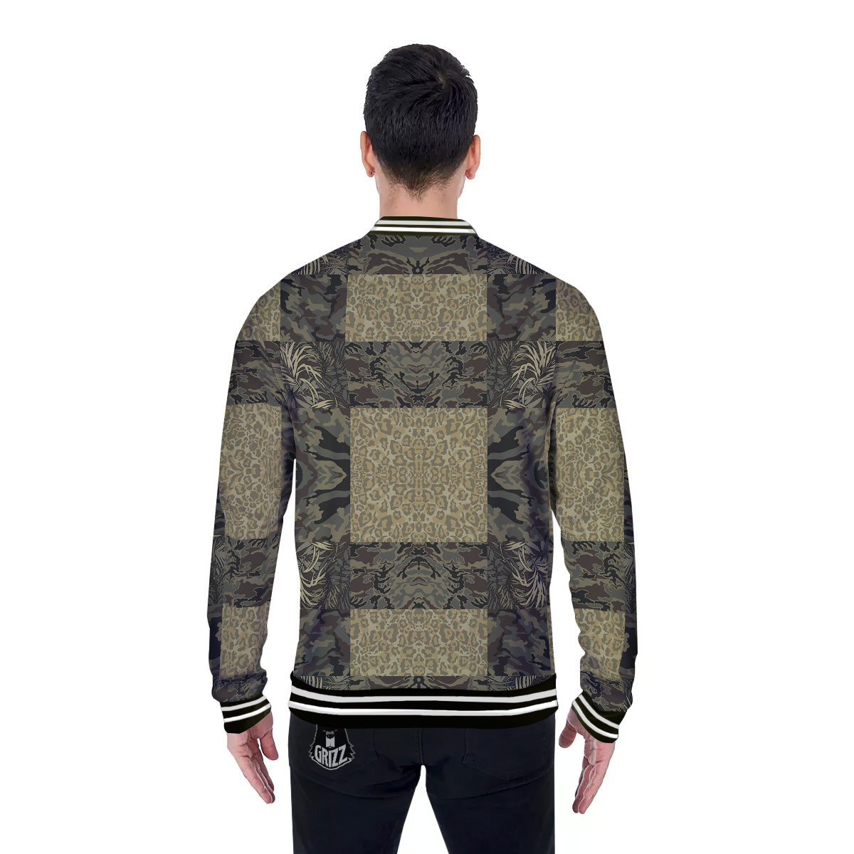 Camouflage Tropical And Leopard Print Pattern Baseball Jacket-grizzshop