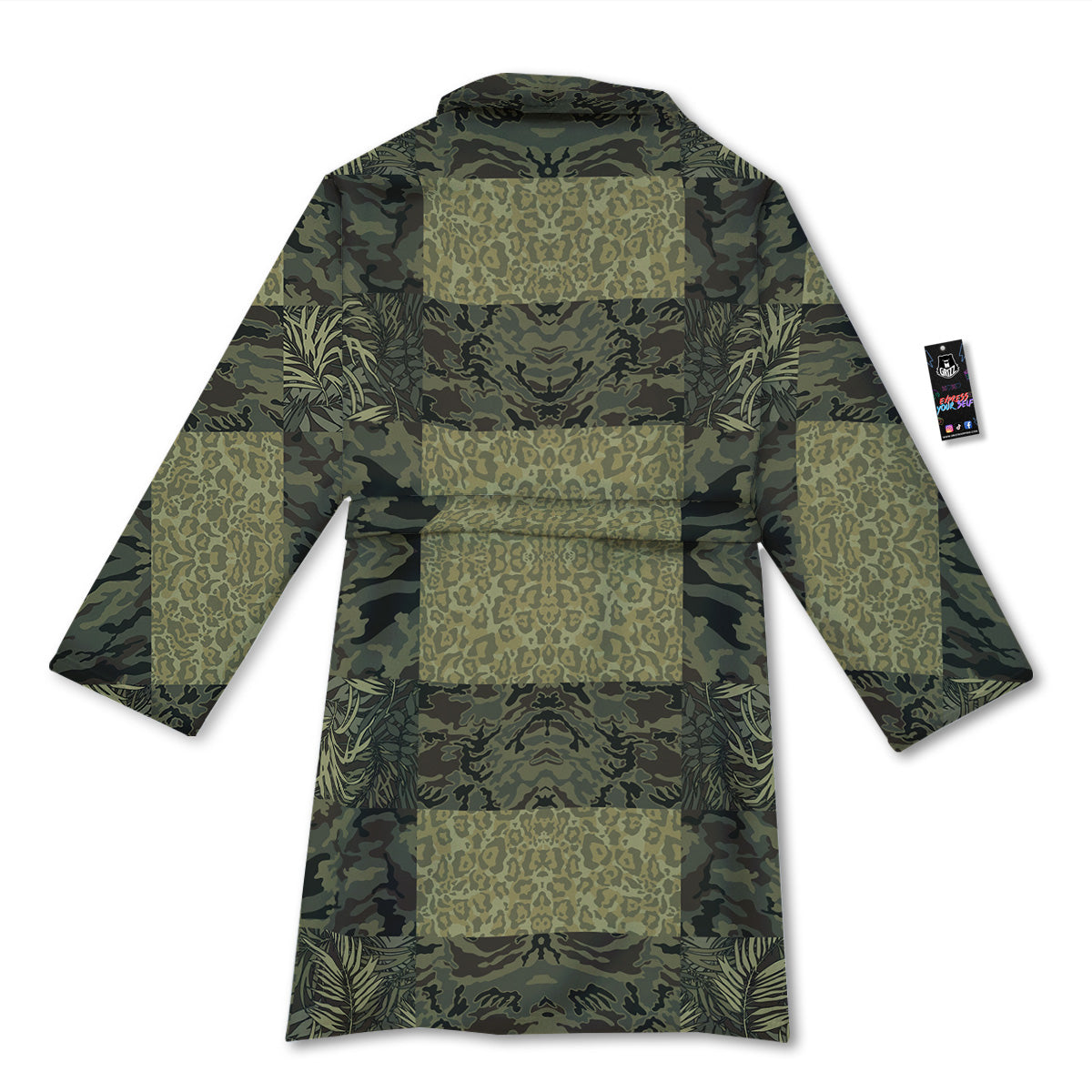 Camouflage Tropical And Leopard Print Pattern Bathrobe-grizzshop