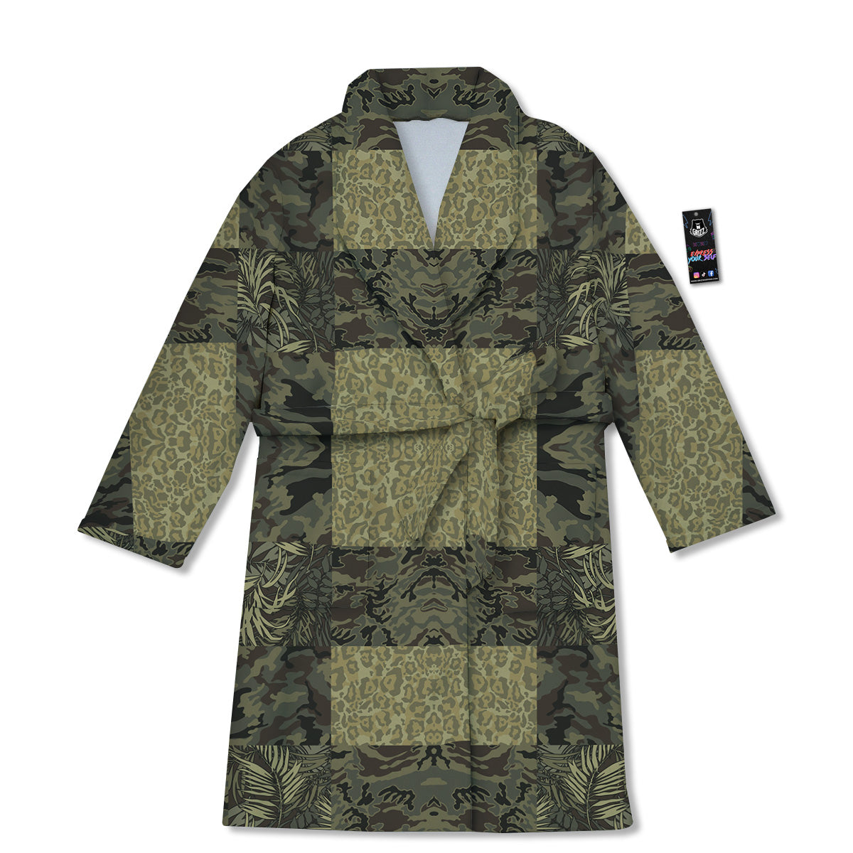 Camouflage Tropical And Leopard Print Pattern Bathrobe-grizzshop