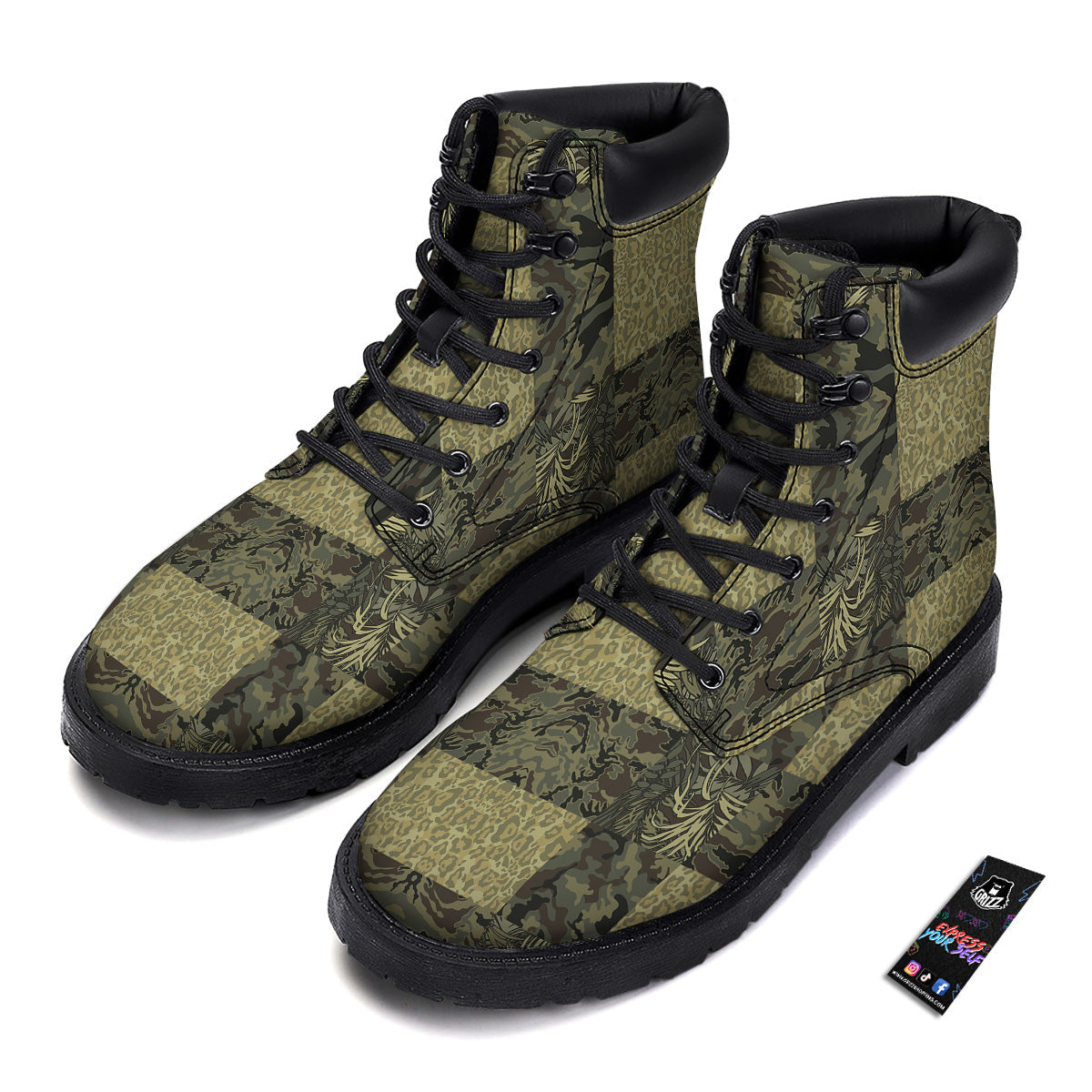 Camouflage Tropical And Leopard Print Pattern Boots-grizzshop