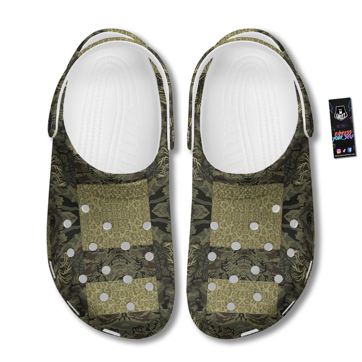 Camouflage Tropical And Leopard Print Pattern Clog-grizzshop