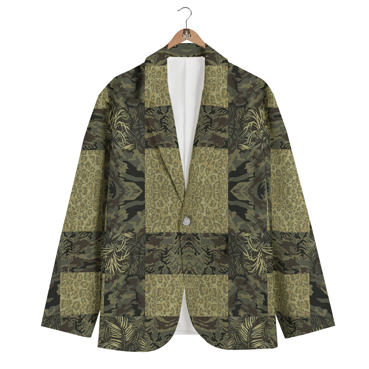 Camouflage Tropical And Leopard Print Pattern Men's Blazer-grizzshop