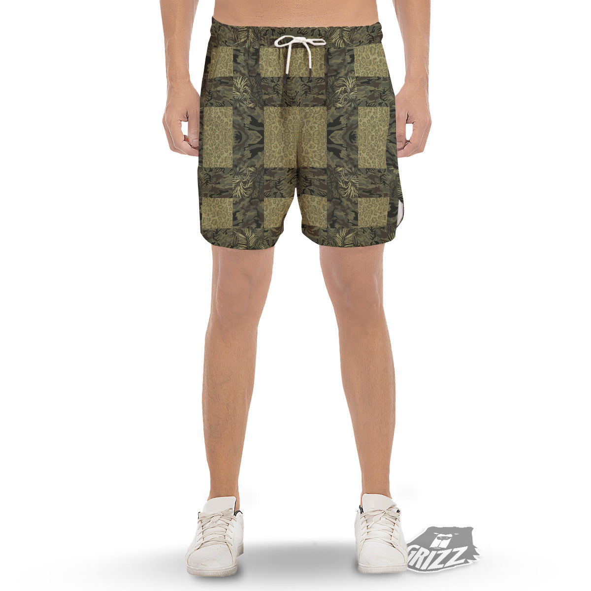 Camouflage Tropical And Leopard Print Pattern Men's Gym Shorts-grizzshop