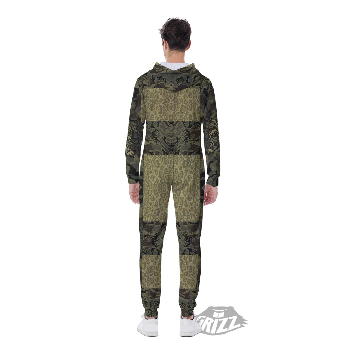 Camouflage Tropical And Leopard Print Pattern Men's Jumpsuit-grizzshop