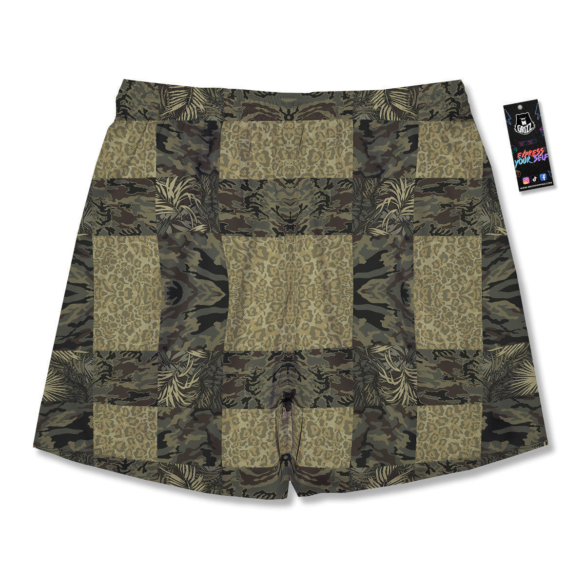 Camouflage Tropical And Leopard Print Pattern Men's Running Shorts-grizzshop