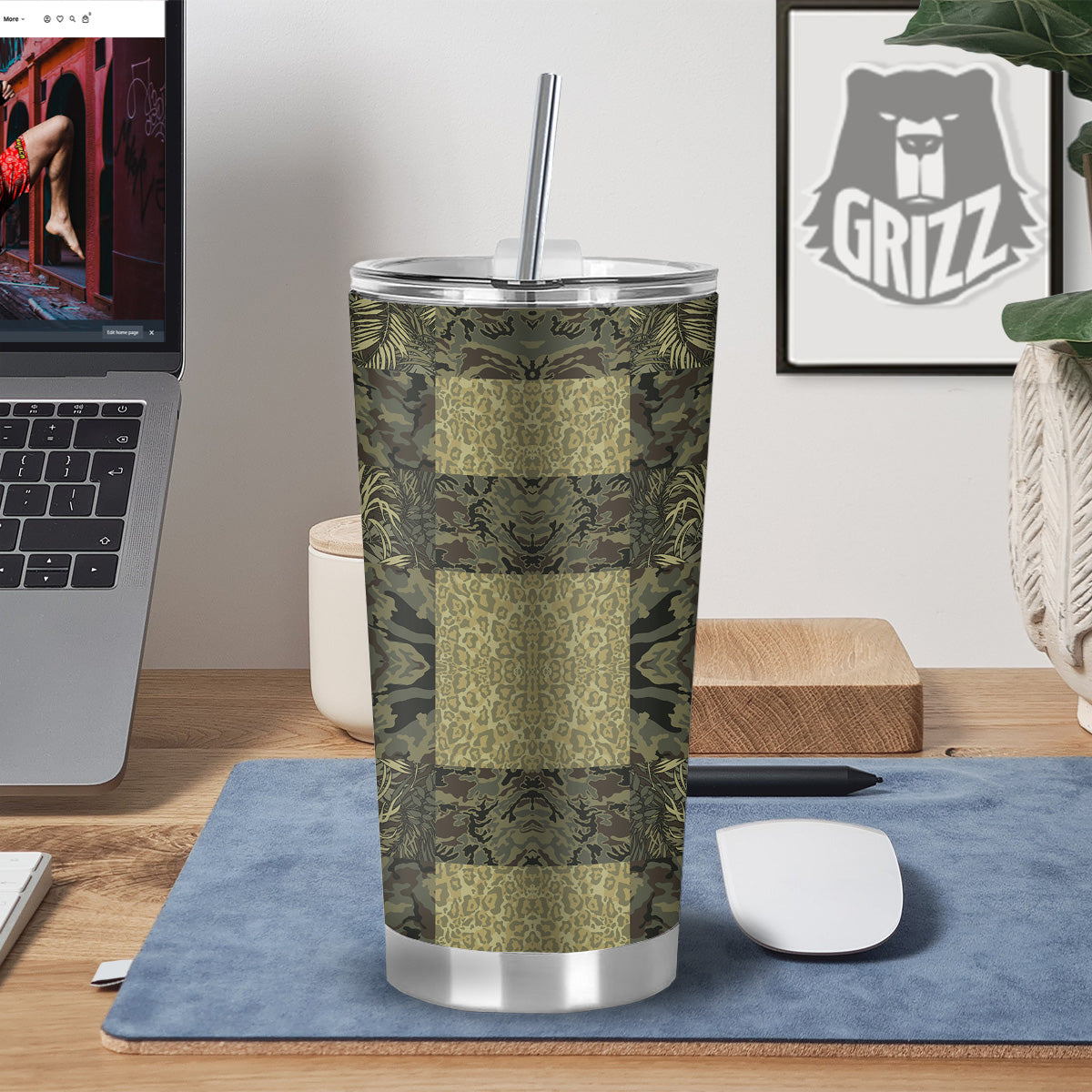 Camouflage Tropical And Leopard Print Pattern Tumbler-grizzshop