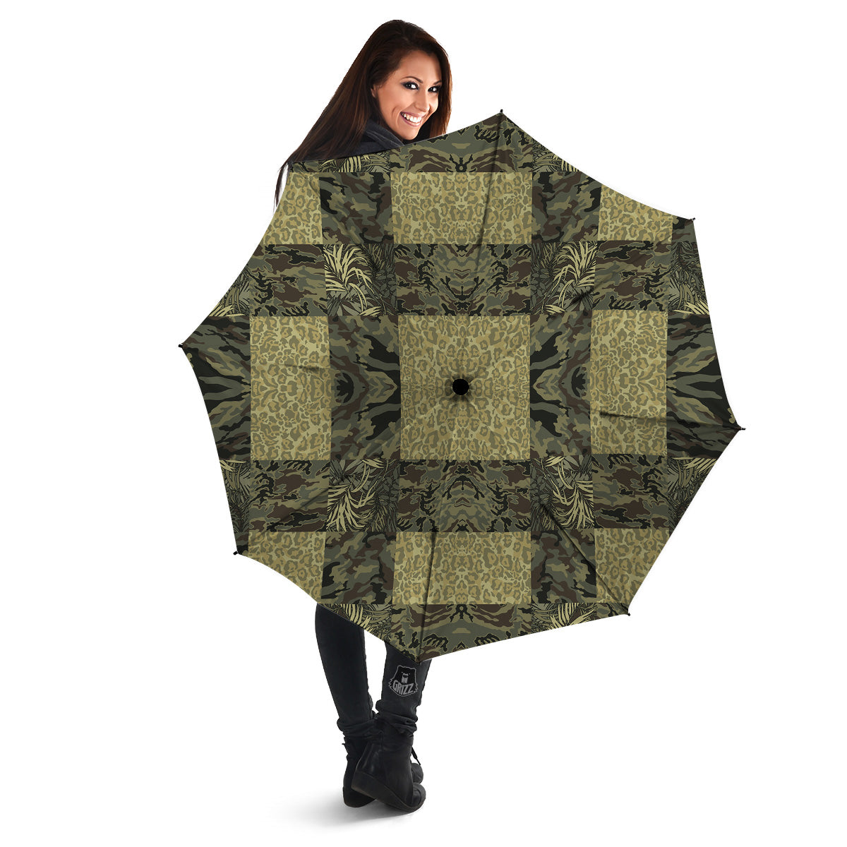 Camouflage Tropical And Leopard Print Pattern Umbrella-grizzshop