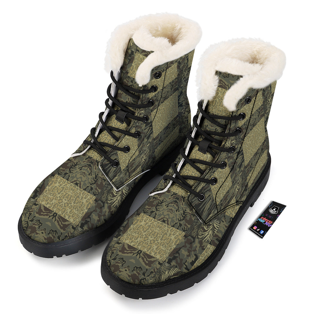 Camouflage Tropical And Leopard Print Pattern Winter Boots-grizzshop