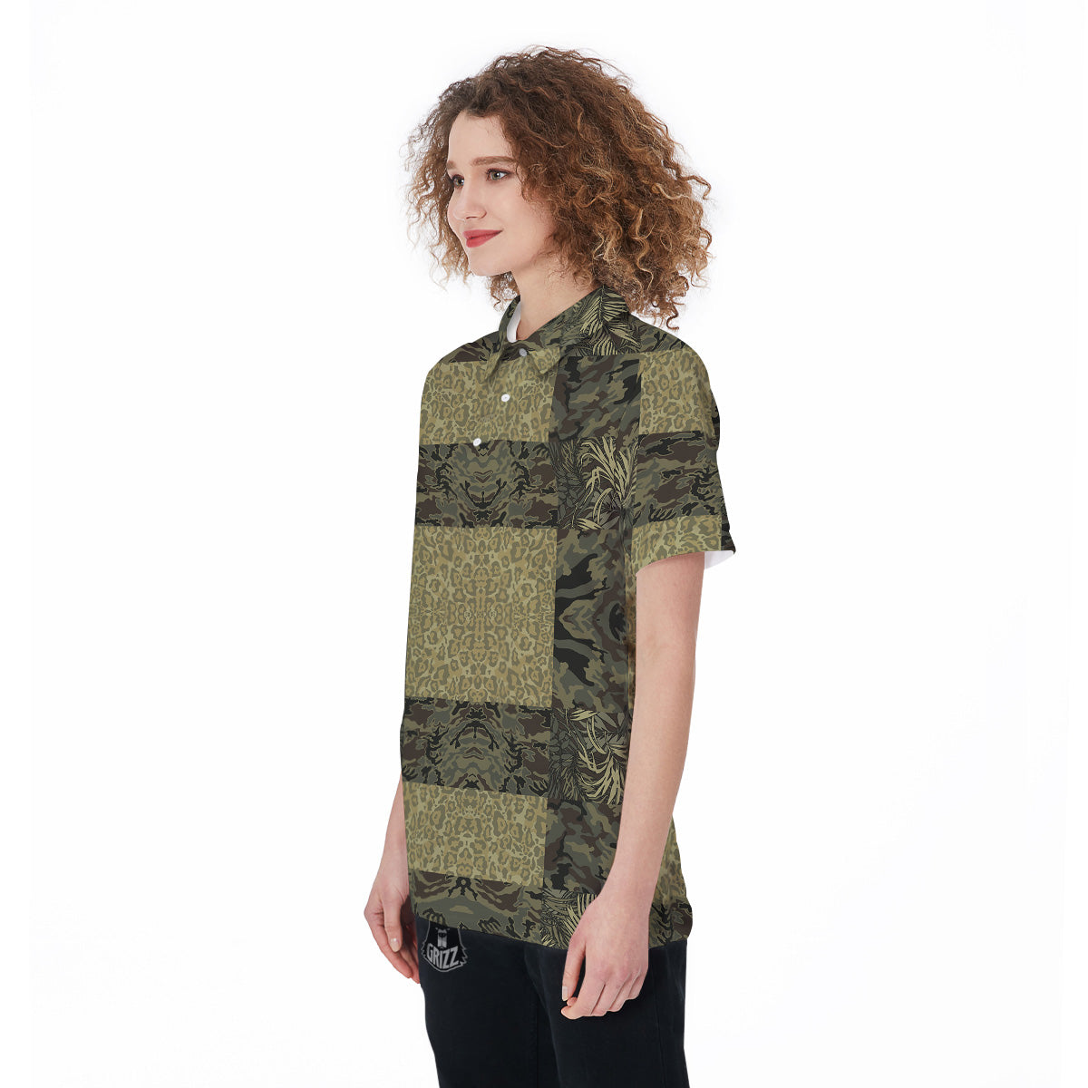 Camouflage Tropical And Leopard Print Pattern Women's Golf Shirts-grizzshop