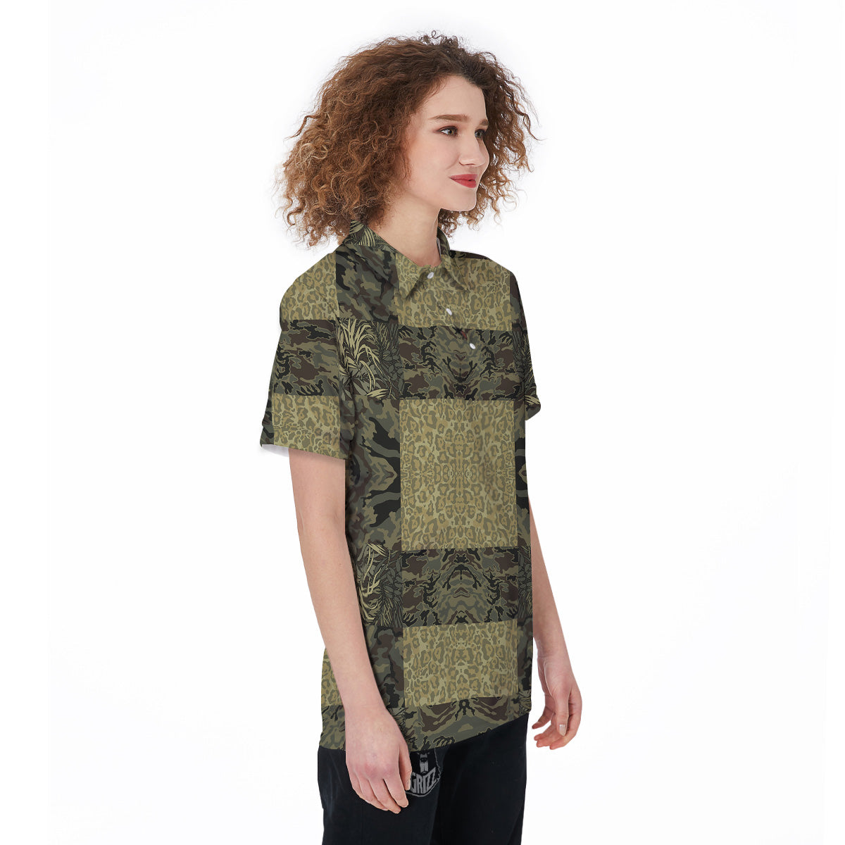 Camouflage Tropical And Leopard Print Pattern Women's Golf Shirts-grizzshop