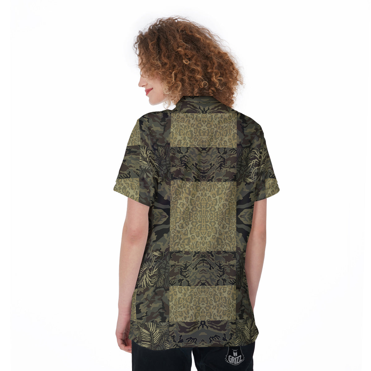 Camouflage Tropical And Leopard Print Pattern Women's Golf Shirts-grizzshop
