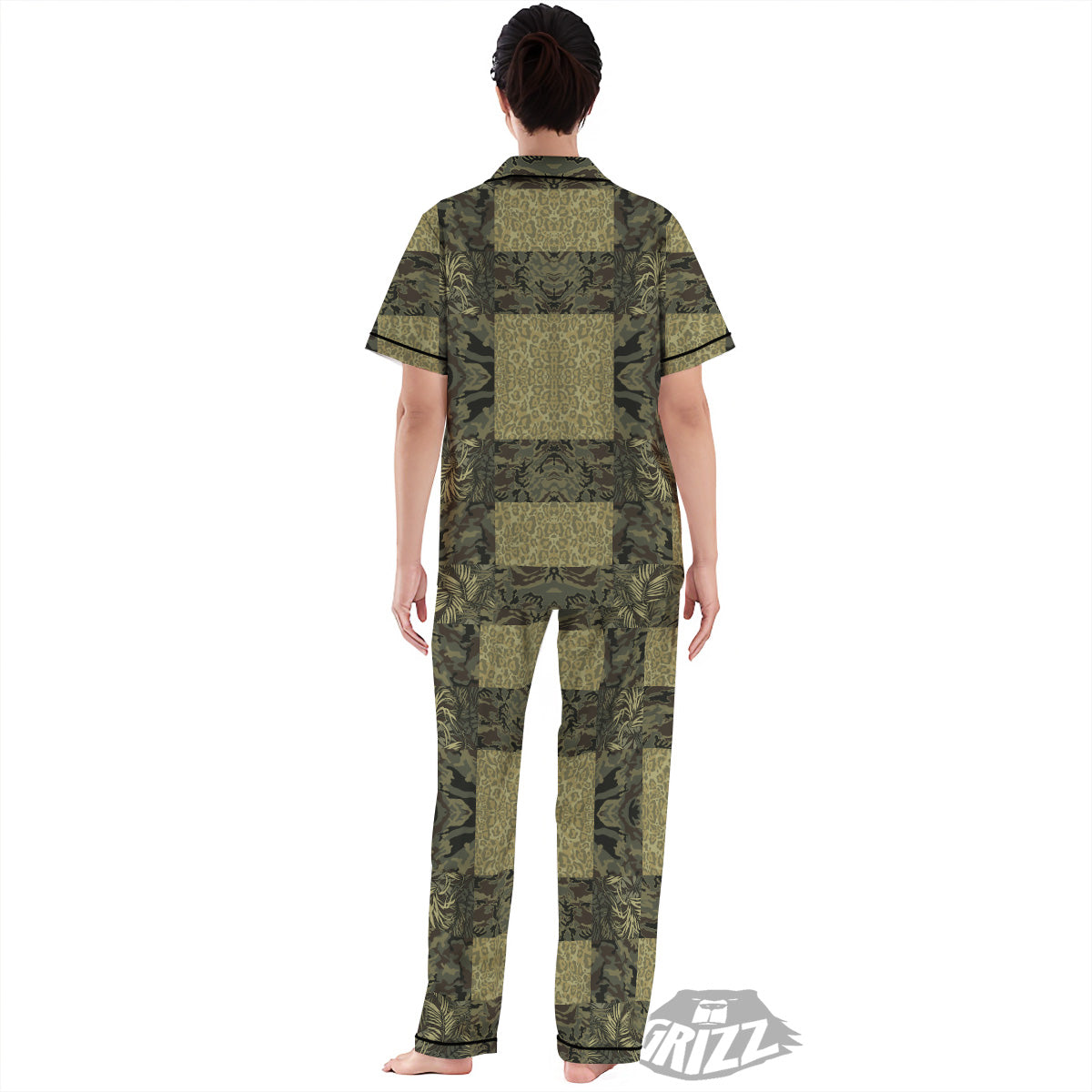 Camouflage Tropical And Leopard Print Pattern Women's Pajamas Set-grizzshop