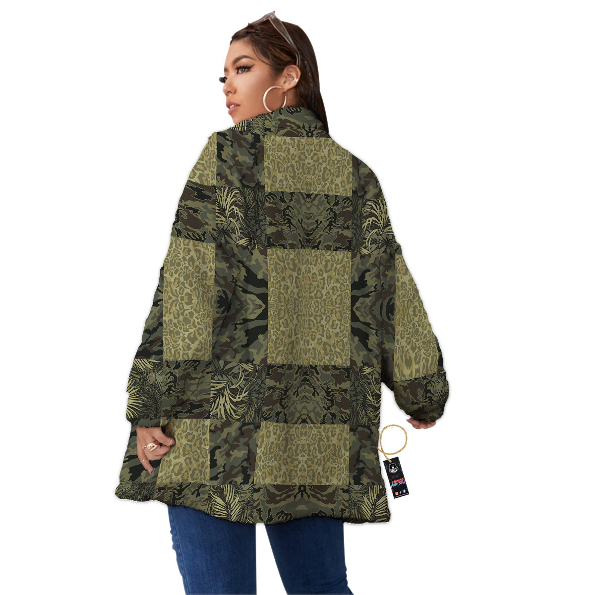 Camouflage Tropical And Leopard Print Pattern Women's Sherpa Jacket-grizzshop
