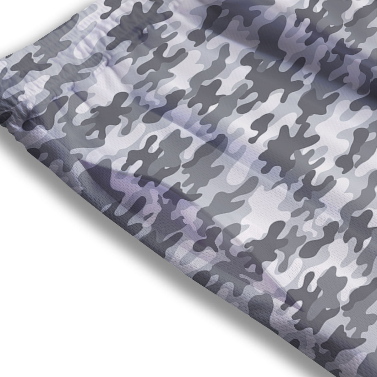 Camouflage White And Grey Print Mesh Shorts